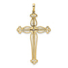14k 1/4 carat Diamond Fancy Budded Cross Pendant