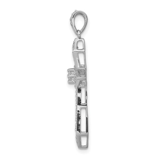 14k White Gold 1/3 carat Diamond Passion Cross Pendant