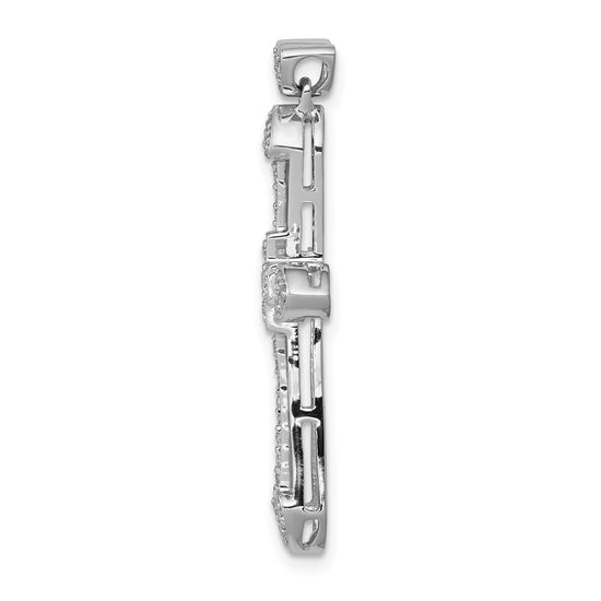 14k White Gold 1/3 carat Diamond Cross Pendant