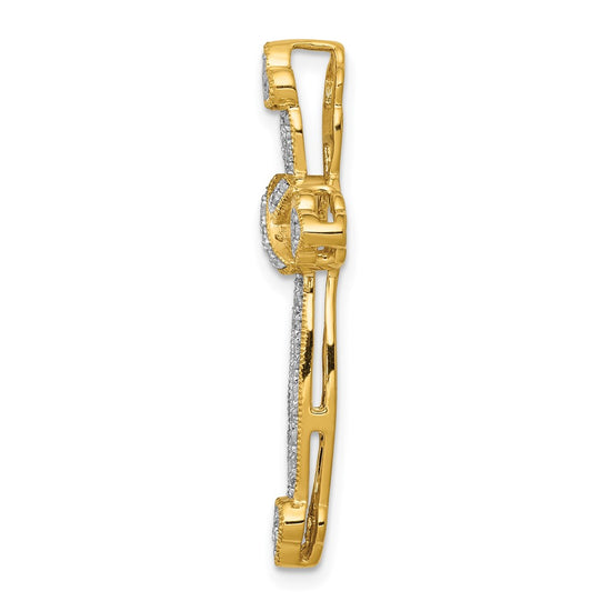 14k 1/4 carat Diamond Budded Cross Chain Slide