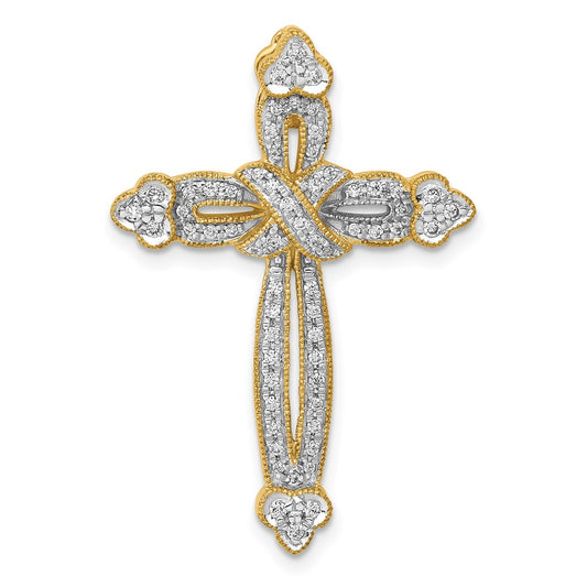 14k 1/4 carat Diamond Budded Cross Chain Slide