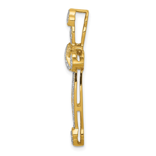 14k 5/8 carat Diamond Budded Cross Chain Slide