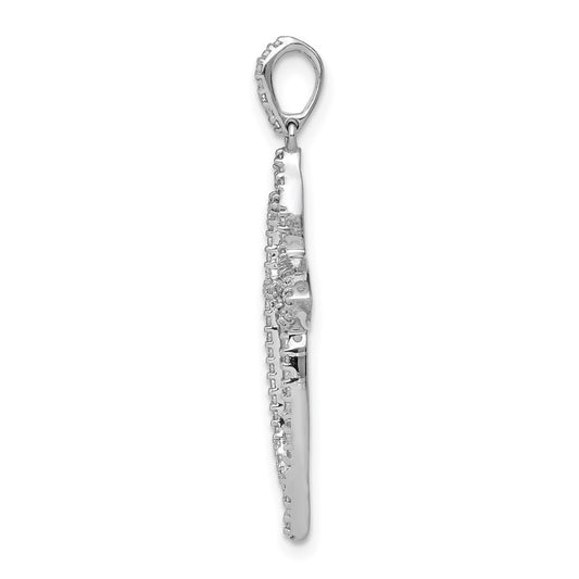 14k White Gold 1/4 carat Diamond Fancy Cross Pendant
