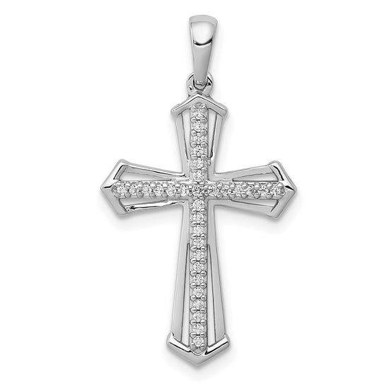 14k White Gold 1/8 carat Diamond Passion Cross Pendant