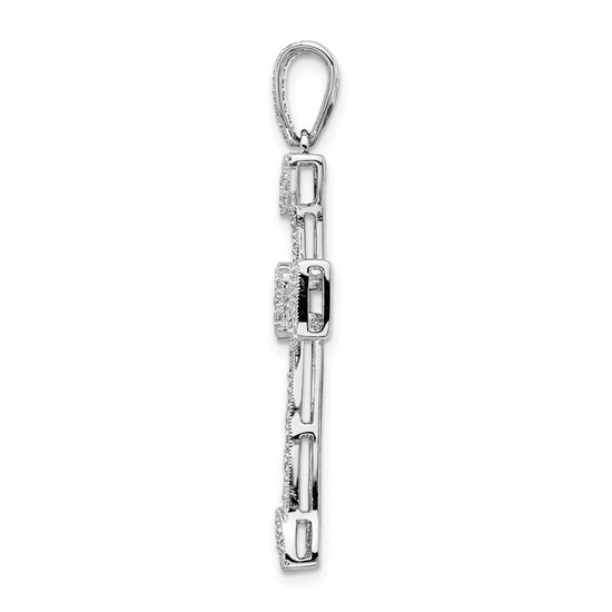14k White Gold 3/8 carat Diamond Filigree Cross Pendant