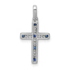14k White Gold 1/15 carat Diamond and Sapphire Cross Pendant