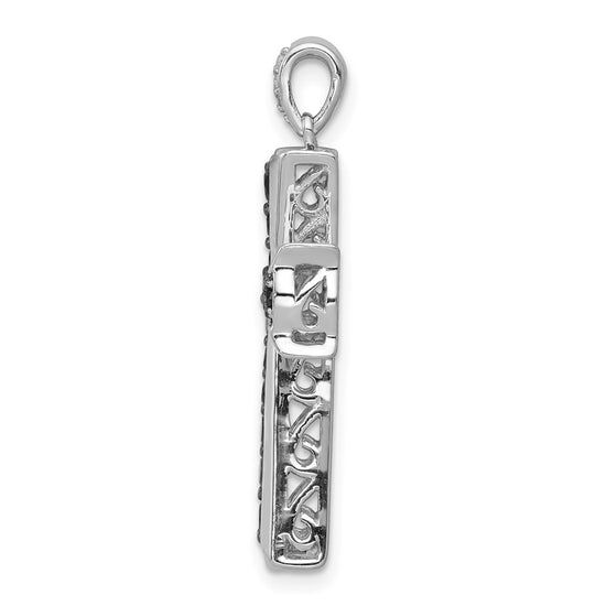 14k White Gold 5/8 carat Black Diamond Cross Pendant