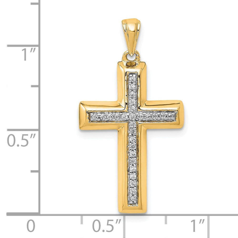 14k Large 1/10 carat Diamond Cross Pendant