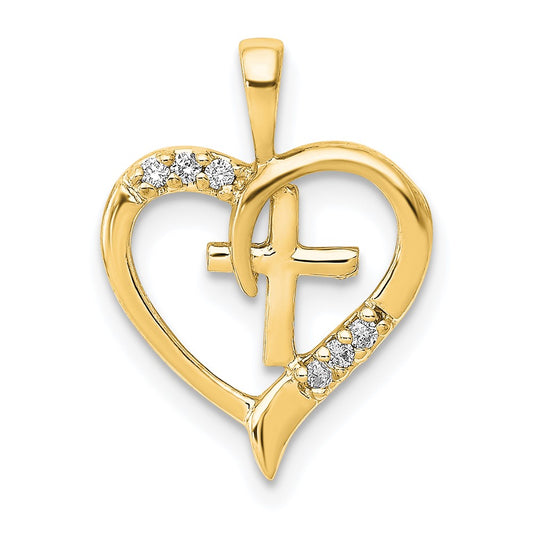 Diamond Heart Cross Pendants