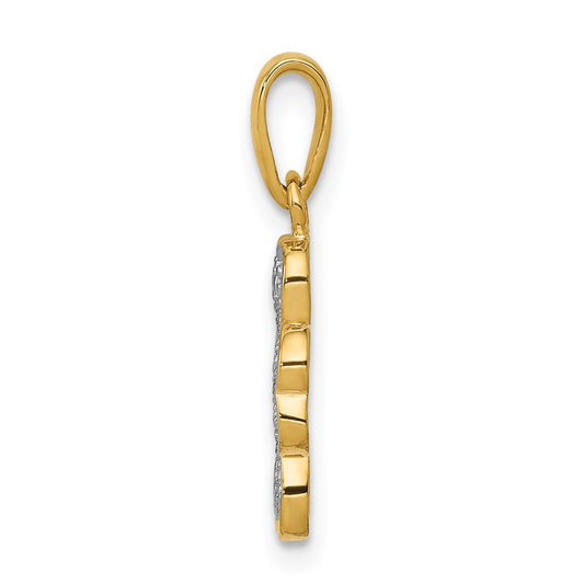 14k Diamond Four Leaf Clover Pendant