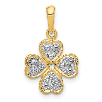 14k Diamond Four Leaf Clover Pendant
