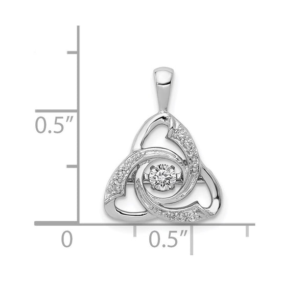 14k White Gold 1/5 carat Vibrant Moving Diamond Celtic Pendant