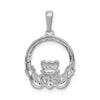 14k White Gold 1/8 carat Lab Grown Diamond VS/SI+ G+ Complete Circle Claddagh Pendant