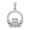 14k White Gold 1/8 carat Lab Grown Diamond VS/SI+ G+ Complete Circle Claddagh Pendant