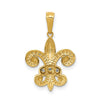 14k and White Rhodium Polished Diamond Fleur de Lis Pendant