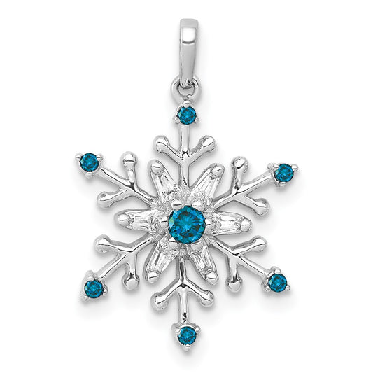 Blue and White Diamond Snowflake Pendants