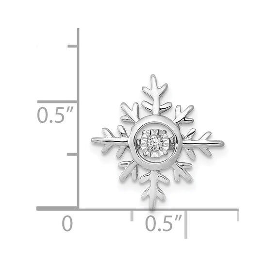 14k White Gold Vibrant Moving Diamond Snowflake Chain Slide