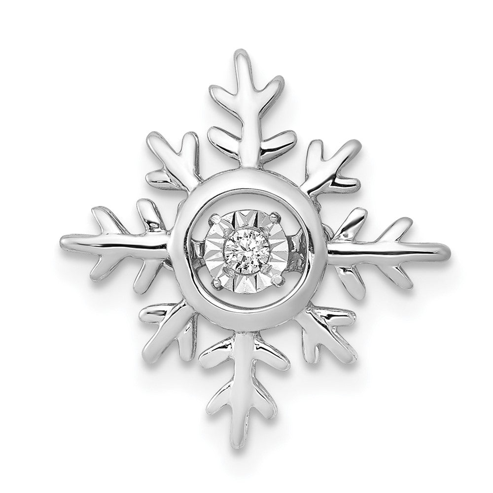14k White Gold Vibrant Moving Diamond Snowflake Chain Slide