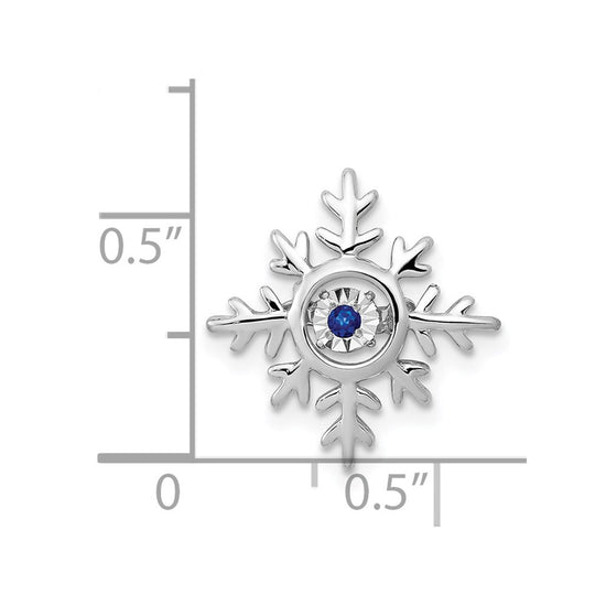 14k White Gold Vibrant Moving Sapphire Snowflake Chain Slide