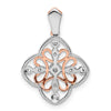 14k White Gold with Rose Rhodium 1/10 carat Diamond Vintage Pendant