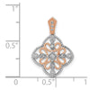 14k White Gold with Rose Rhodium 1/10 carat Diamond Vintage Pendant