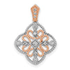 14k White Gold with Rose Rhodium 1/10 carat Diamond Vintage Pendant