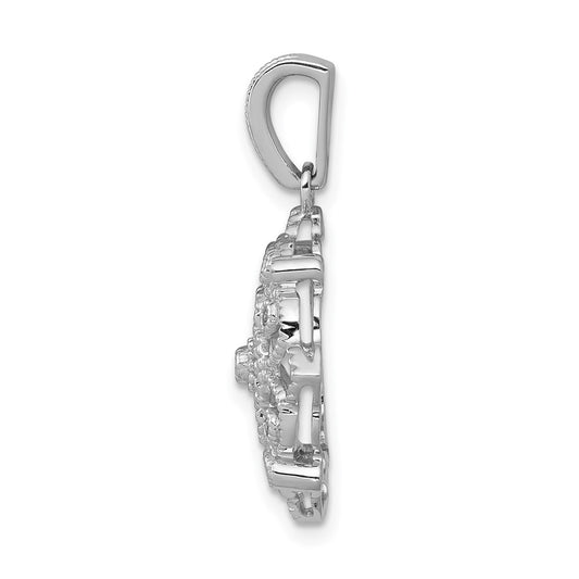 14k White Gold 1/15 carat Diamond Vintage Filigree Pendant