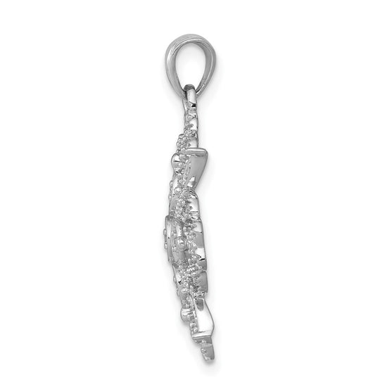 14k White Gold 1/4 carat Lab Grown Diamond VS/SI+ G+ Complete Filigree Pendant