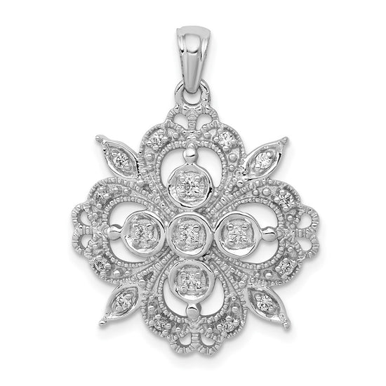 14k White Gold 1/4 carat Lab Grown Diamond VS/SI+ G+ Complete Filigree Pendant