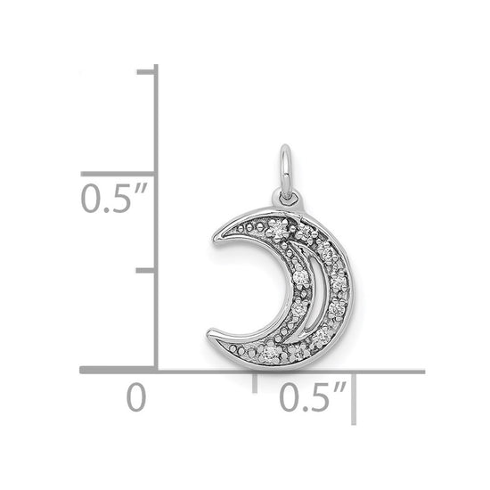 14k White Gold Diamond Moon Charm