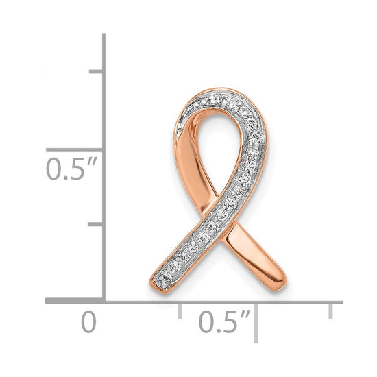 14k Rose Gold Diamond Awareness Ribbon Chain Slide