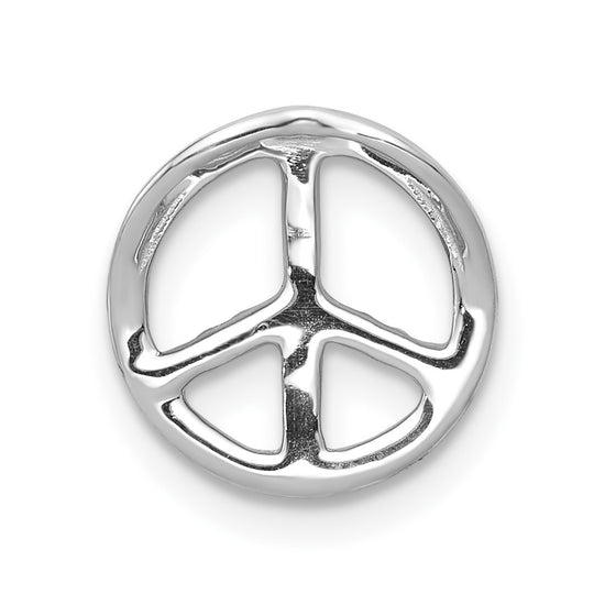 14k White Gold 1/6 carat Diamond Peace Sign Chain Slide