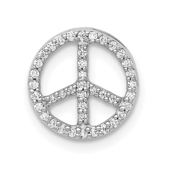 14k White Gold 1/6 carat Diamond Peace Sign Chain Slide