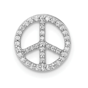 14k White Gold 1/6 carat Diamond Peace Sign Chain Slide