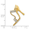 14k and White Rhodium Solid 3-D .01 carat Diamond High Heel Shoe Charm