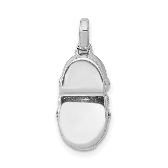 14k White Gold Diamond Baby Boy Shoe Pendant