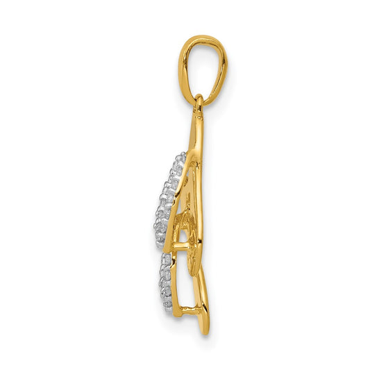 14k and White Rhodium Diamond Flip Flops Charm