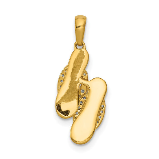 14k and White Rhodium Diamond Flip Flops Charm