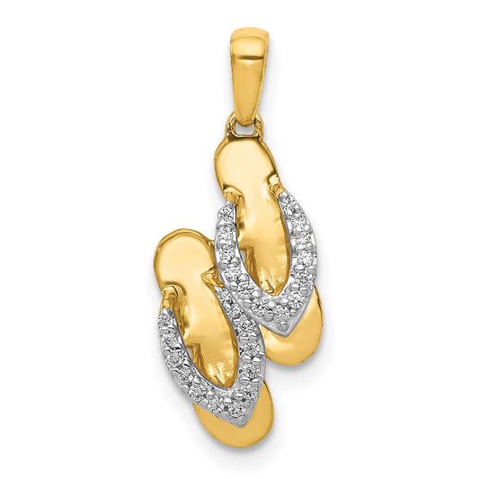 14k and White Rhodium Diamond Flip Flops Charm
