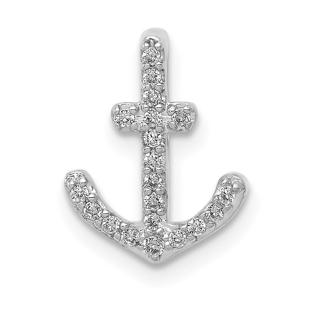 14k White Gold 1/10 carat Diamond Anchor Chain Slide