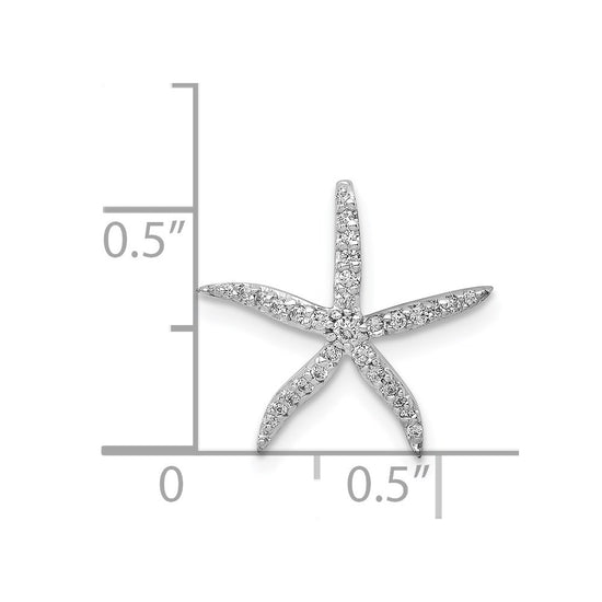 14k White Gold 1/8 carat Diamond Starfish Chain Slide
