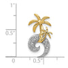 14k Two-tone Diamond Double Palm Tree and Wave Chain Slide