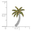14k White Gold 1/4 carat White and Green Diamond Palm Tree Chain Slide