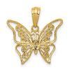 14k and Rhodium Diamond Butterfly Pendant