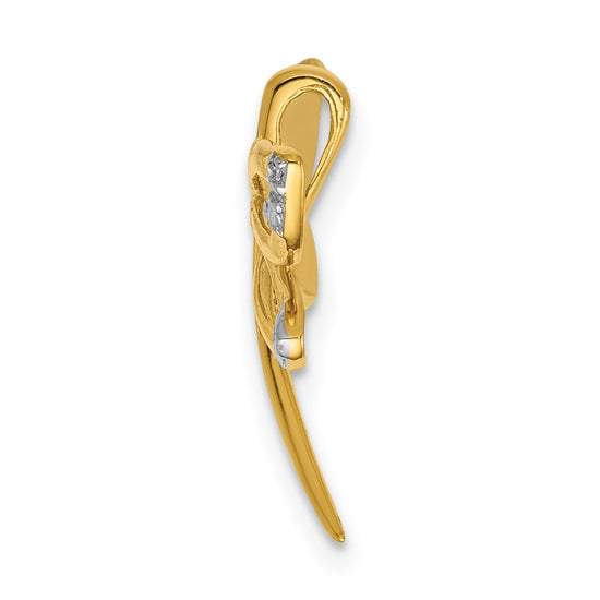 14k Diamond with Rhodium Accent Dragonfly Chain Slide