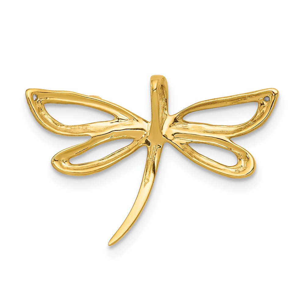 14k Diamond with Rhodium Accent Dragonfly Chain Slide