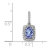 14k White Gold .94 Oval Tanzanite and Diamond Rectangle Halo Pendant