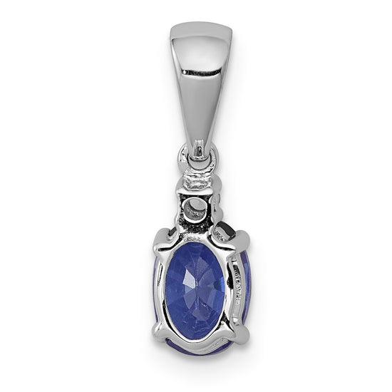 14k White Gold .75 Oval Tanzanite and Diamond Pendant