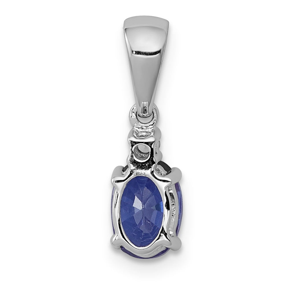 14k White Gold .75 Oval Tanzanite and Diamond Pendant