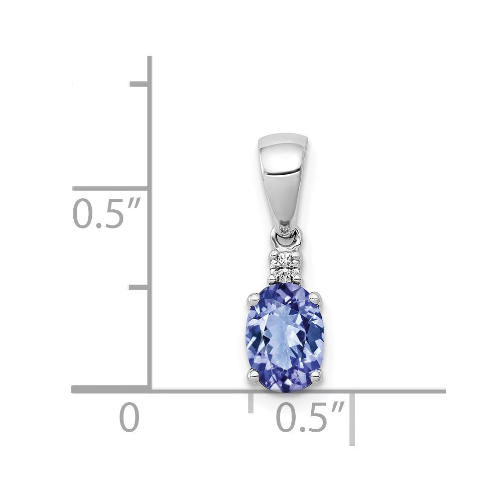 14k White Gold .75 Oval Tanzanite and Diamond Pendant